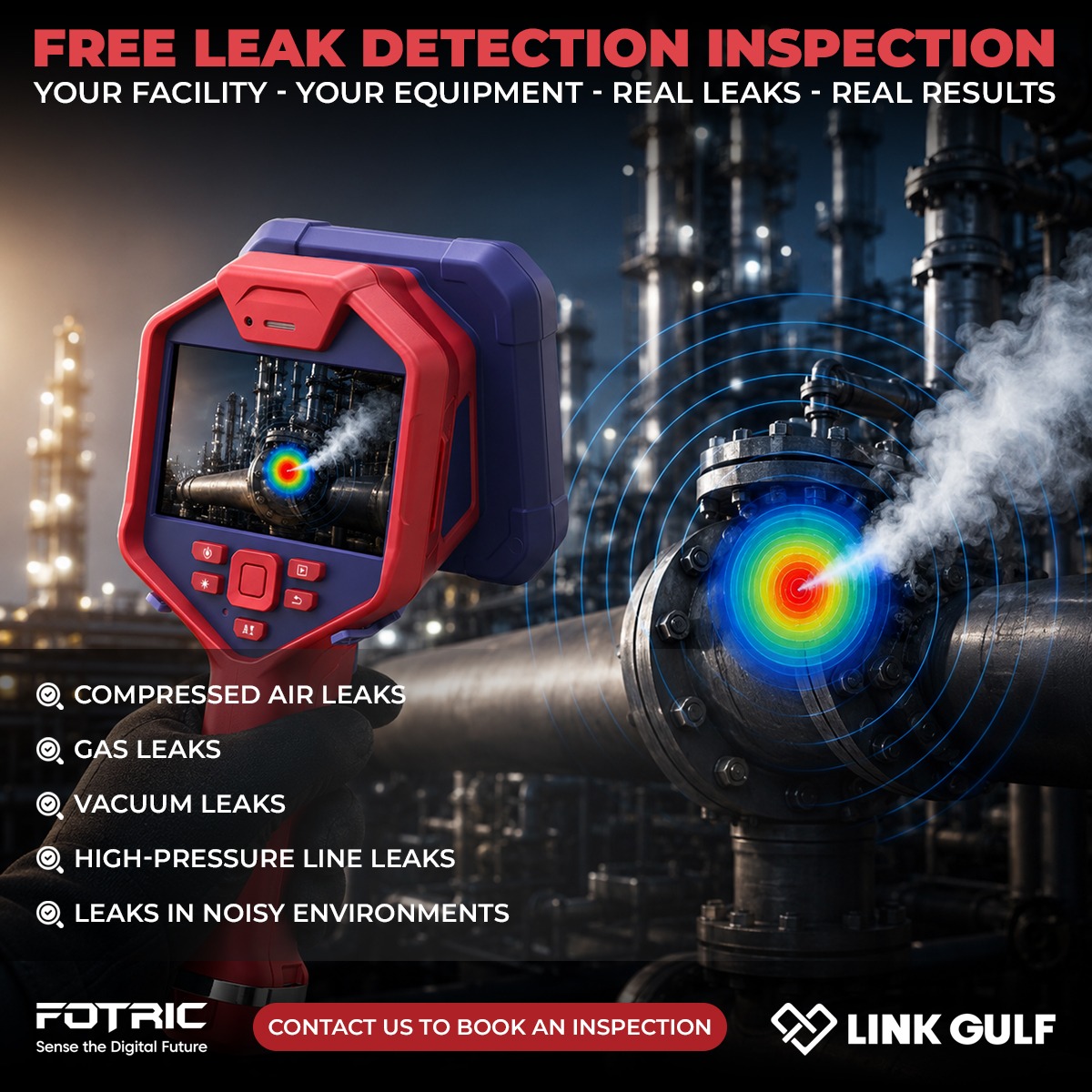 FREE THERMO-ACOUSTIC LEAK DETECTION
